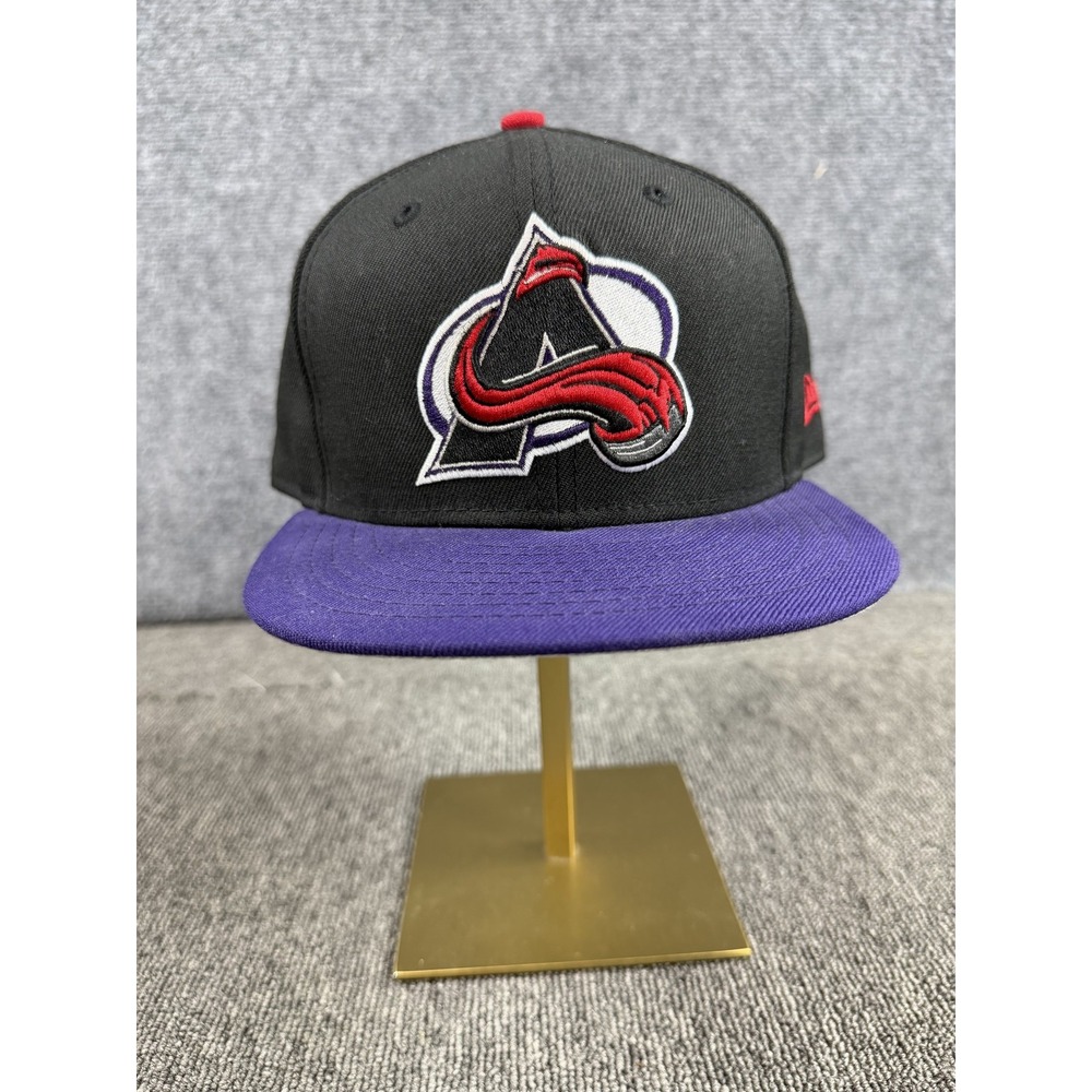Colorado Avalanche Hat Cap Fitted Mens 7 3/8 Black Purple NHL Hockey New Era